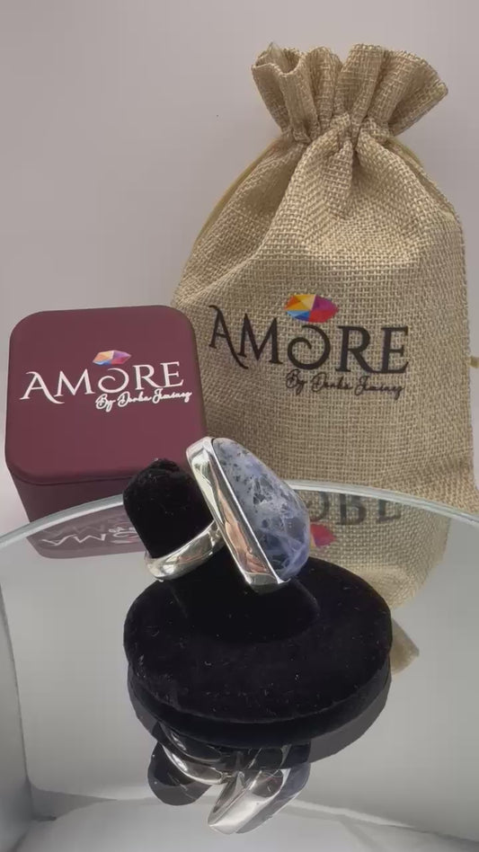 Anillo Agata Negra y Azul